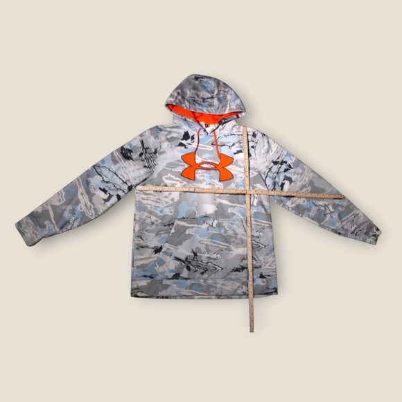 Under Armour Men Hoodie M Gray Camouflage Long Sleeve Logo Oversized - Picture 5 of 10